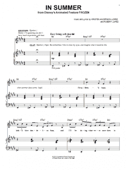 page one of In Summer (from Frozen) (Piano & Vocal)