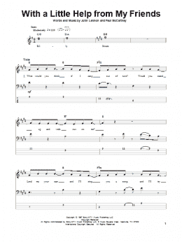 page one of With A Little Help From My Friends (Bass Guitar Tab)