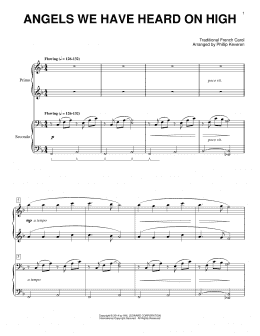 page one of Angels We Have Heard On High (arr. Phillip Keveren) (Piano Duet)