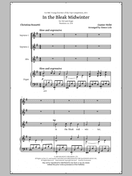 page one of In The Bleak Midwinter (SSA Choir)