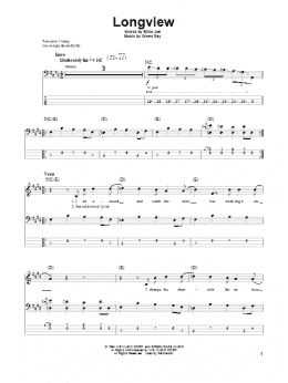 page one of Longview (Bass Guitar Tab)