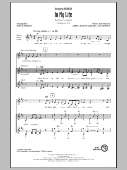 page one of In My Life (SSAA Choir)