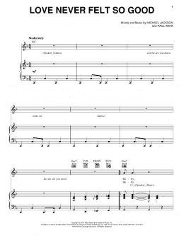 page one of Love Never Felt So Good (Piano, Vocal & Guitar Chords (Right-Hand Melody))