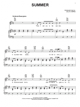 page one of Summer (Piano, Vocal & Guitar Chords (Right-Hand Melody))