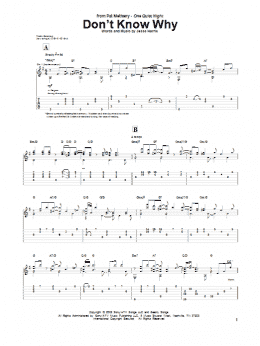 page one of Don't Know Why (Guitar Tab)