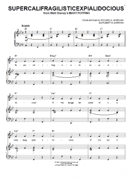 page one of Supercalifragilisticexpialidocious (from Mary Poppins) (Piano, Vocal & Guitar Chords (Right-Hand Melody))