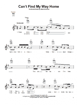 page one of Can't Find My Way Home (Ukulele)