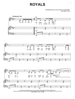 page one of Royals (Piano & Vocal)