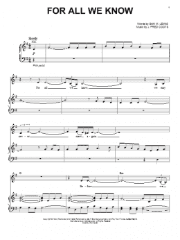 page one of For All We Know (Piano & Vocal)