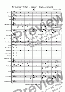 page one of Symphomy #2 in D Major - 4th Movement