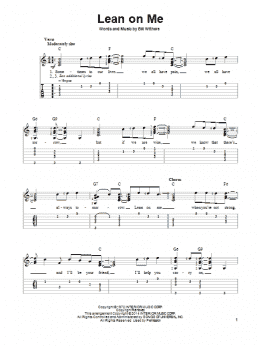 page one of Lean On Me (Easy Guitar Tab)