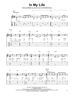 page one of In My Life (Easy Guitar Tab)