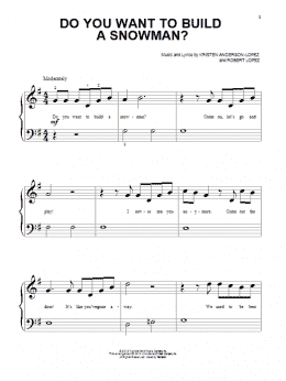 page one of Do You Want To Build A Snowman? (from Frozen) (Beginning Piano Solo)