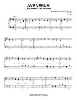 page one of Ave Verum (Jesu, Word Of God Incarnate) (Piano Solo)