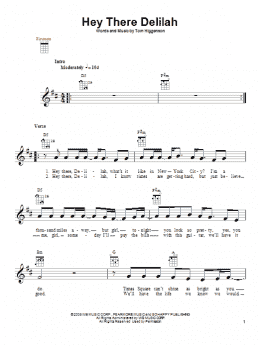 page one of Hey There Delilah (Ukulele)