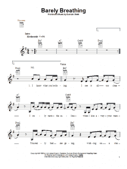 page one of Barely Breathing (Ukulele)