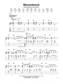 page one of Moondance (Easy Guitar Tab)