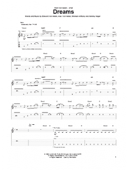 page one of Dreams (Guitar Tab)