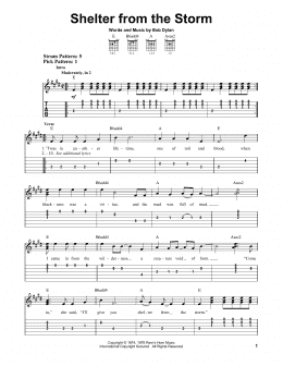 page one of Shelter From The Storm (Easy Guitar Tab)