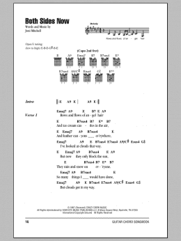 page one of Both Sides Now (Guitar Chords/Lyrics)