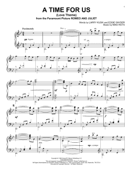 page one of A Time For Us (Love Theme) (Piano Solo)