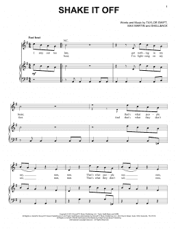 page one of Shake It Off (Piano, Vocal & Guitar Chords (Right-Hand Melody))