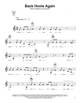 page one of Back Home Again (Ukulele)