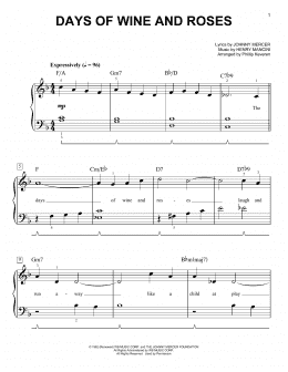 page one of Days Of Wine And Roses (arr. Phillip Keveren) (Easy Piano)