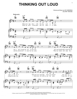 page one of Thinking Out Loud (Piano, Vocal & Guitar Chords (Right-Hand Melody))