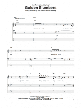 page one of Golden Slumbers (Bass Guitar Tab)