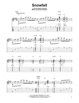 page one of Snowfall (Easy Guitar Tab)