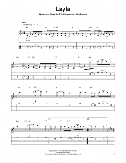 page one of Layla (Guitar Tab (Single Guitar))