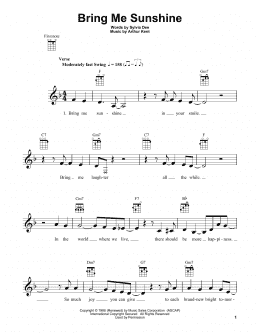 page one of Bring Me Sunshine (Ukulele)