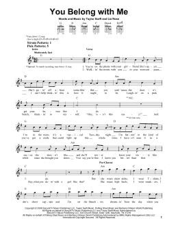 page one of You Belong With Me (Easy Guitar)