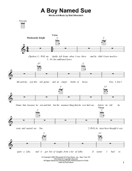 page one of A Boy Named Sue (Ukulele)