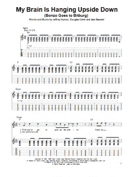 page one of My Brain Is Hanging Upside Down (Bonzo Goes To Bitburg) (Guitar Tab (Single Guitar))