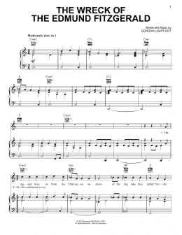 page one of The Wreck Of The Edmund Fitzgerald (Piano, Vocal & Guitar Chords (Right-Hand Melody))