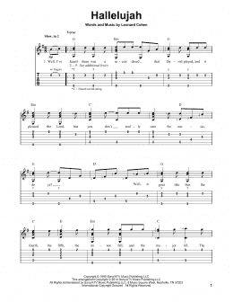 page one of Hallelujah (Easy Guitar Tab)