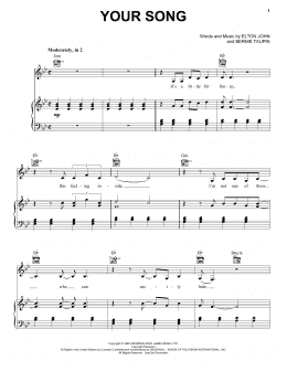 page one of Your Song (Piano, Vocal & Guitar Chords (Right-Hand Melody))