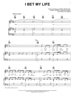 page one of I Bet My Life (Piano, Vocal & Guitar Chords (Right-Hand Melody))