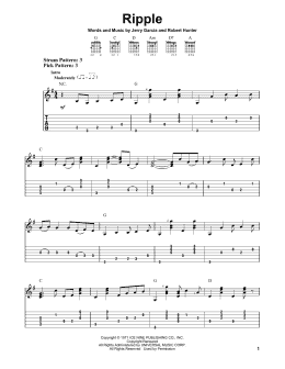 page one of Ripple (Easy Guitar Tab)