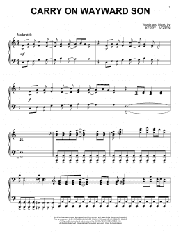 page one of Carry On Wayward Son (Piano Solo)