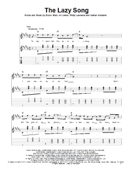 page one of The Lazy Song (Guitar Tab (Single Guitar))