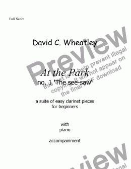 page one of At the Park no 1 The see-saw by David Wheatley for Bb clarinet and piano