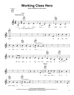 page one of Working Class Hero (Ukulele)