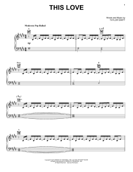 page one of This Love (Piano, Vocal & Guitar Chords (Right-Hand Melody))