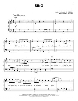 page one of Sing (Very Easy Piano)