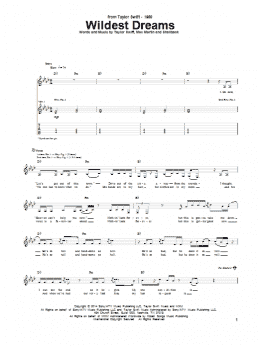 page one of Wildest Dreams (Guitar Tab)