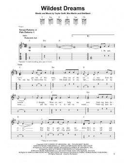 page one of Wildest Dreams (Easy Guitar Tab)