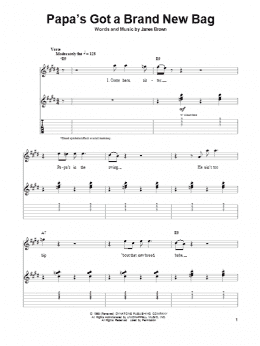 page one of Papa's Got A Brand New Bag (Guitar Tab (Single Guitar))